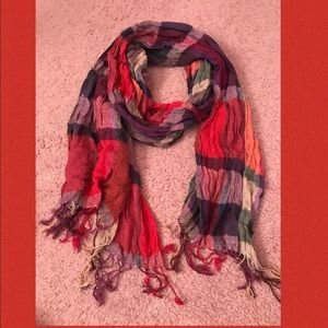 Plaid Scarf with Tassels
